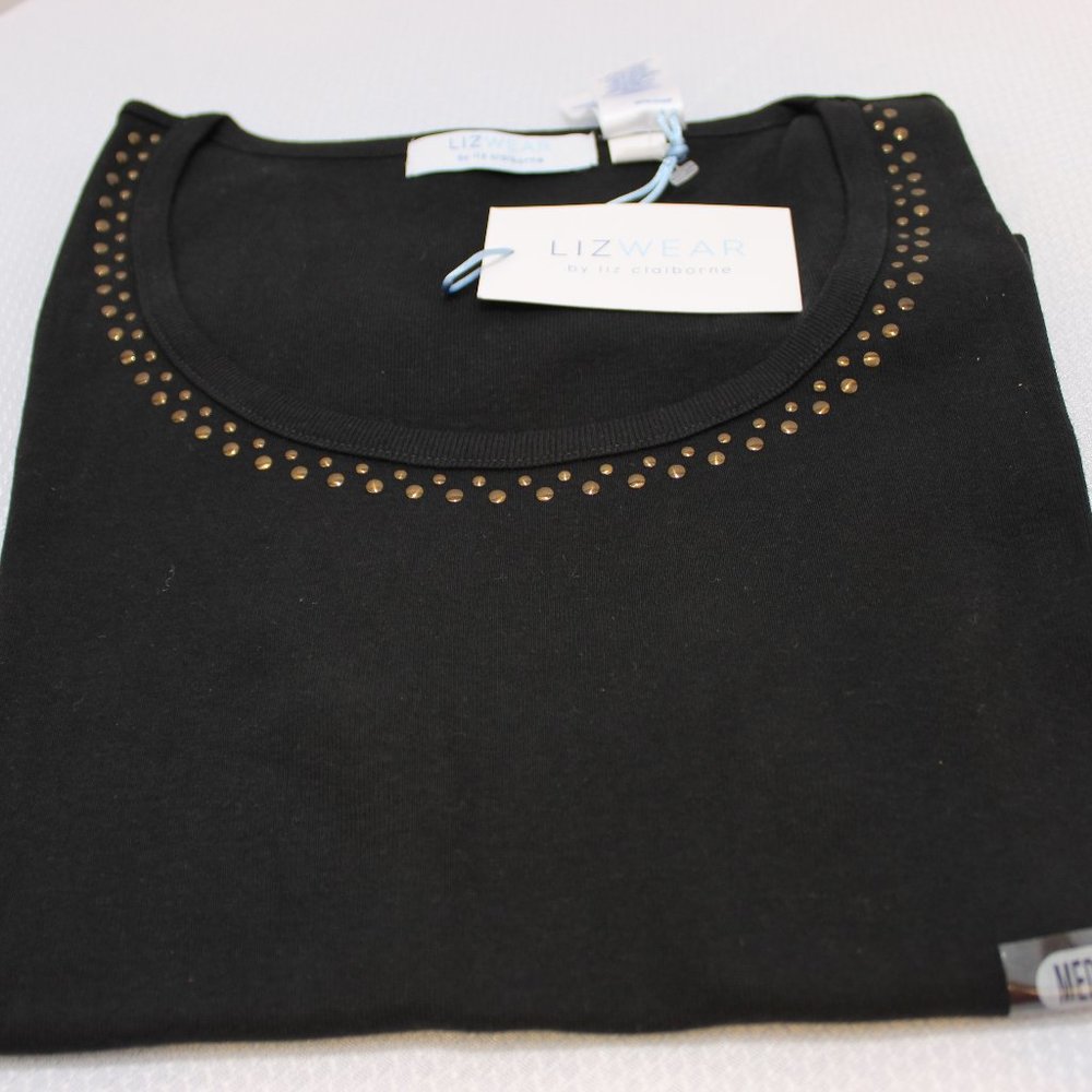 Lizwear by Liz Claiborne Women's short sleeve with decorative neck line